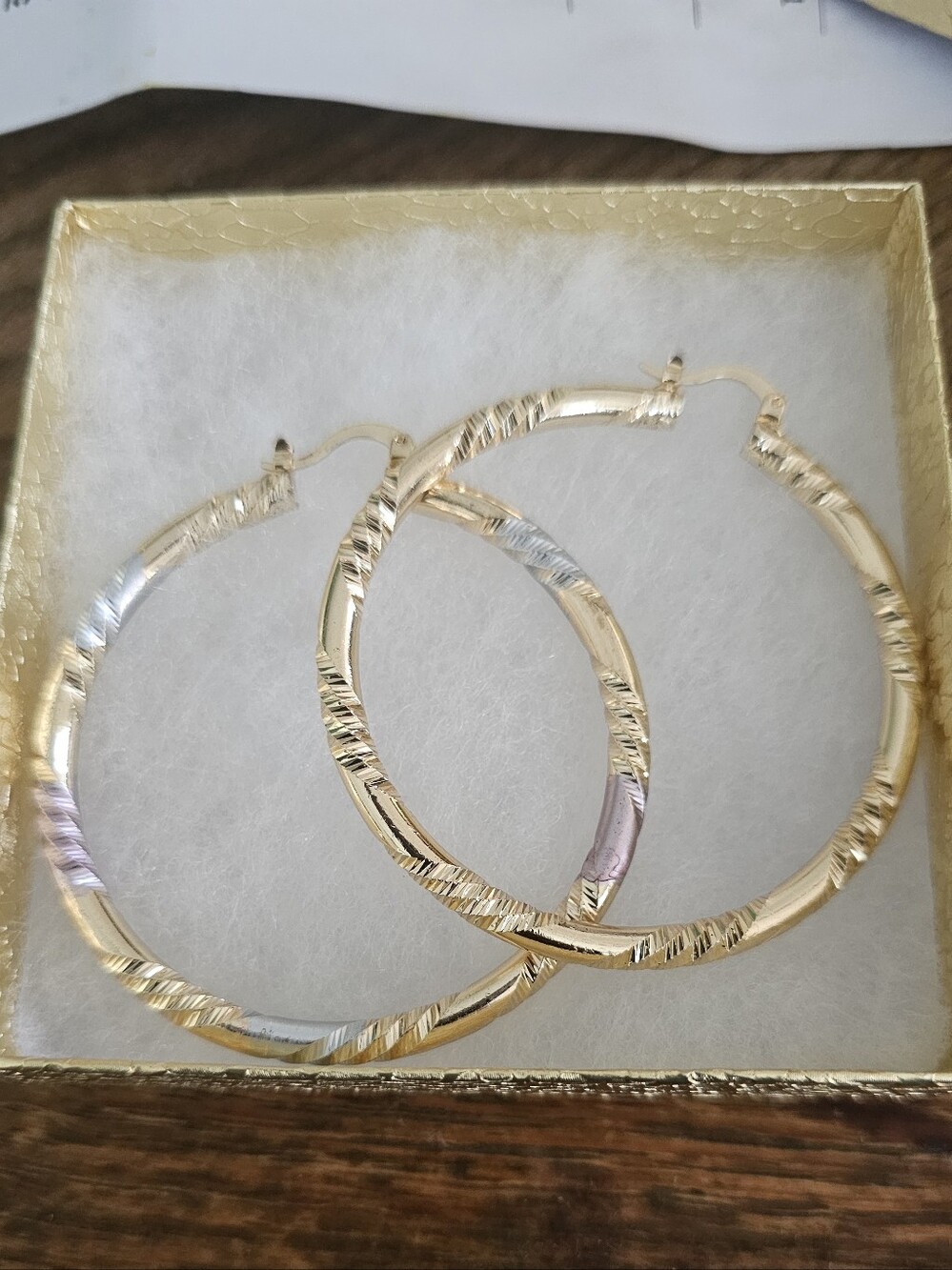 Gold-Tone Textured Hoop Earrings - Elegant Women's Jewelry
